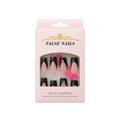 Packaging of false nails with a pink gradient and gold accents on a light gray background.