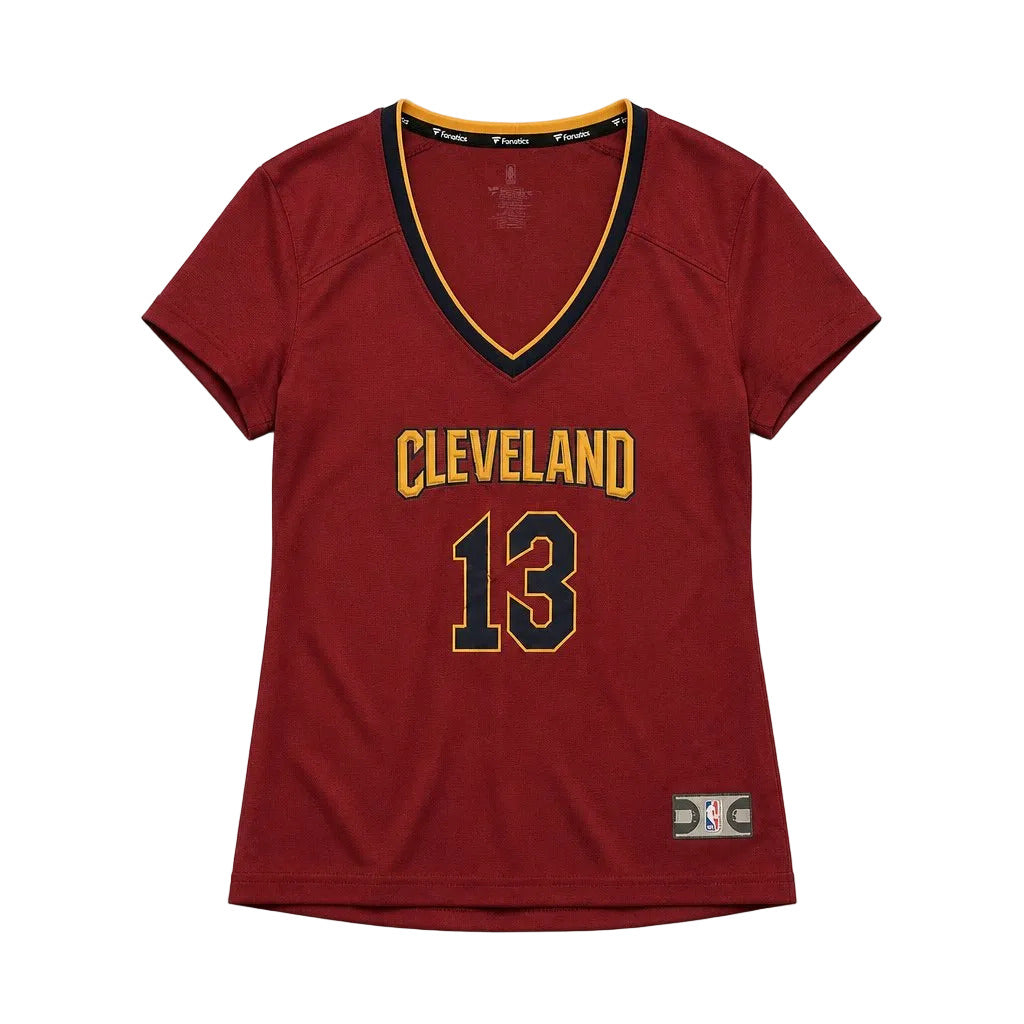 Red sports jersey with 'Cleveland' and number '13' on a gray background