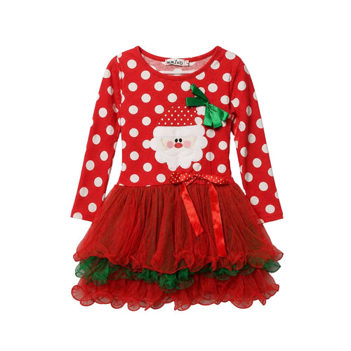 4T Christmas Santa Claus Cotton Mesh Dress