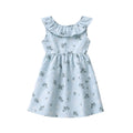 Light blue dress with floral pattern on a white background