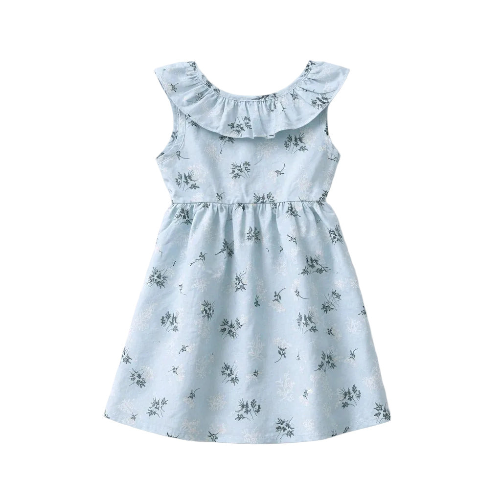 Light blue dress with floral pattern on a white background