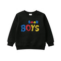 Black sweatshirt with colorful 'Small Boys'  4t Colorful Lettered Black Sweatshirt for Kids Wear