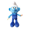 Blue plush toy with white hat on a white background