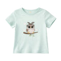 Light blue t-shirt with an owl design on a white background