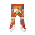 Baby Cartoon Ambulance Tights - Rust & Cream