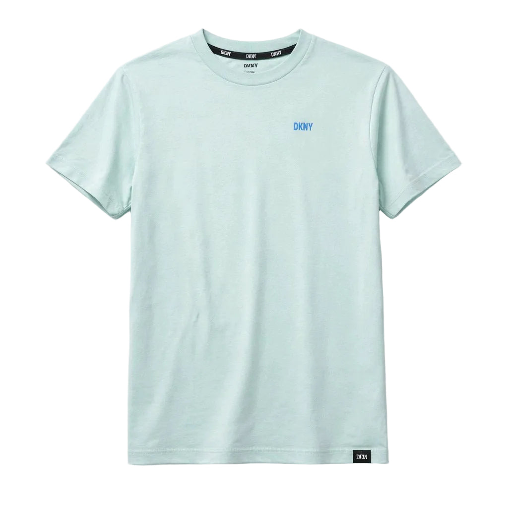 Light blue t-shirt with DKNY logo on a white background