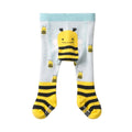 Children's tights with bee design on a light blue background