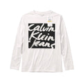 White long-sleeve shirt with Calvin Klein Jeans logo on a white background