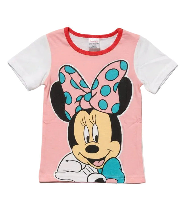 Adorable Two Piece Cotton Minnie Mouse Pink & Blue Pjs Set