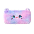 Multicolored plush cat-shaped pencial bag