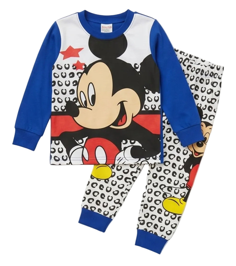 Children's pajama set with Mickey Mouse design on a white background