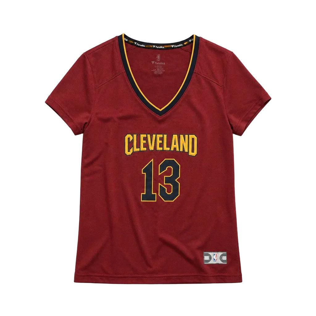 Red sports jersey with 'Cleveland' and number '13' on a light gray background