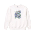 White sweatshirt with a floral design on a white background