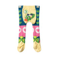 Colorful tights with turtle design and number 3 on a white background
