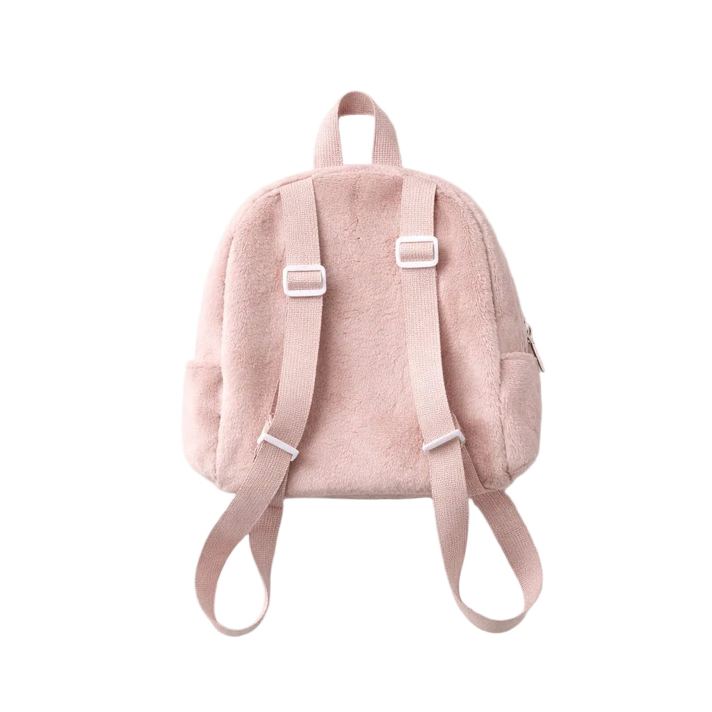 Pink backpack on a white background