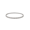 Silver bracelet with engraved Roman numerals on a light gray background