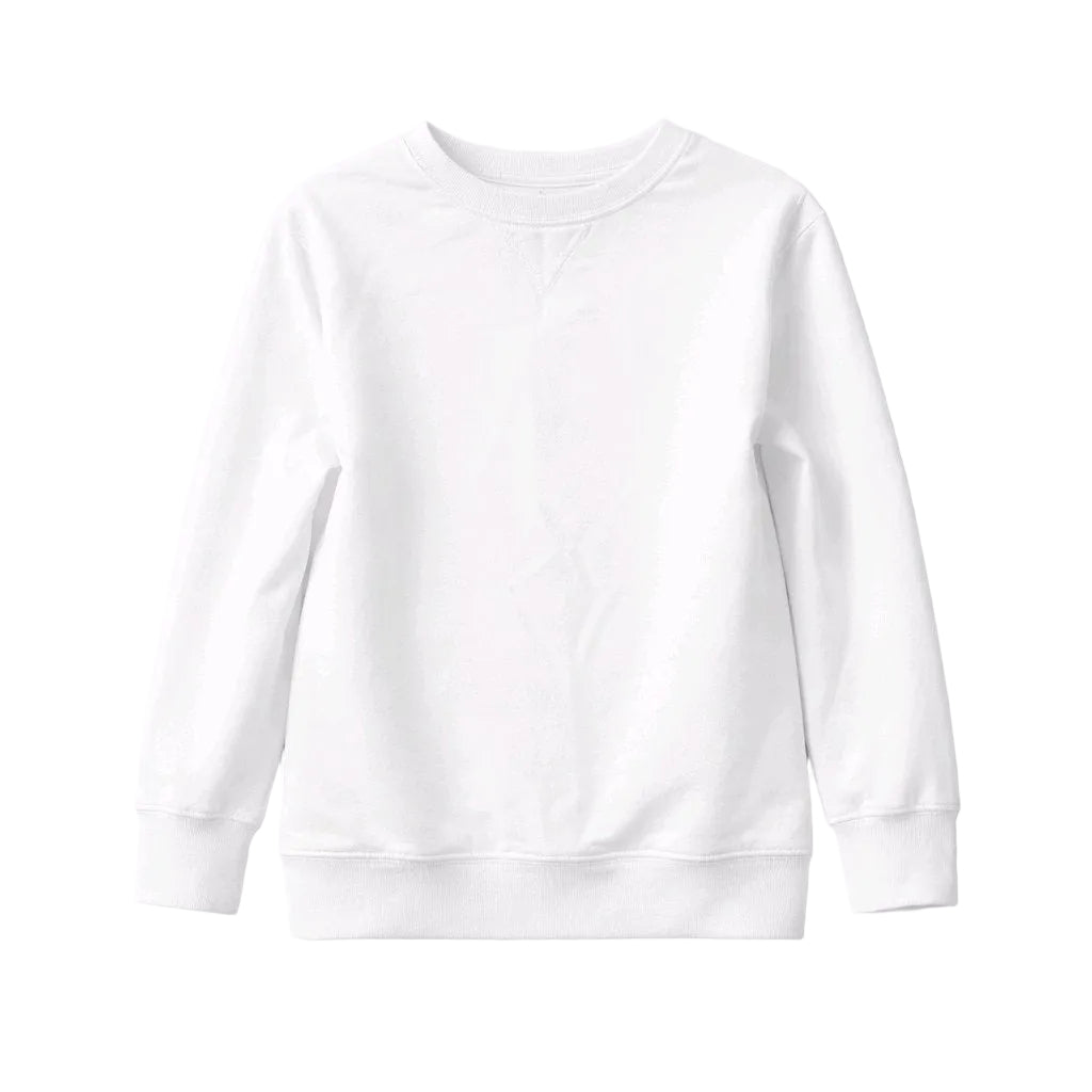 White sweatshirt on a light gray background