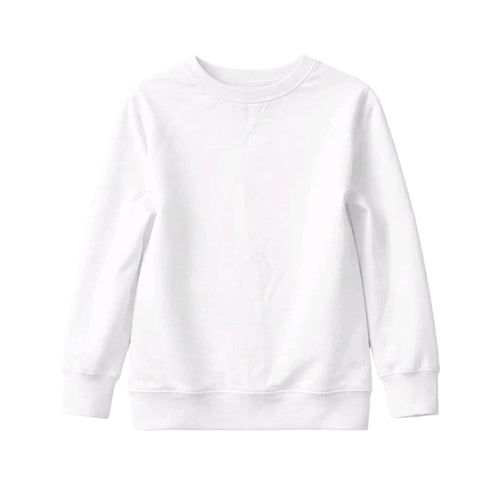 White sweatshirt on a light gray background