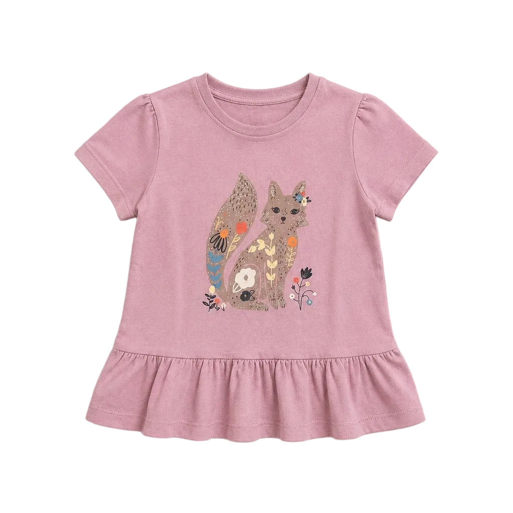 Purple Fox Cotton Short Sleeve Shirt 