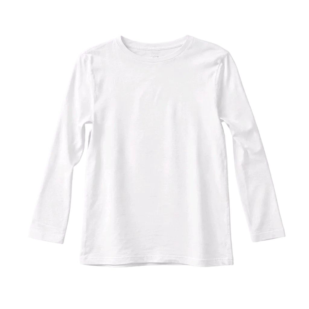 White long-sleeve shirt on a light gray background