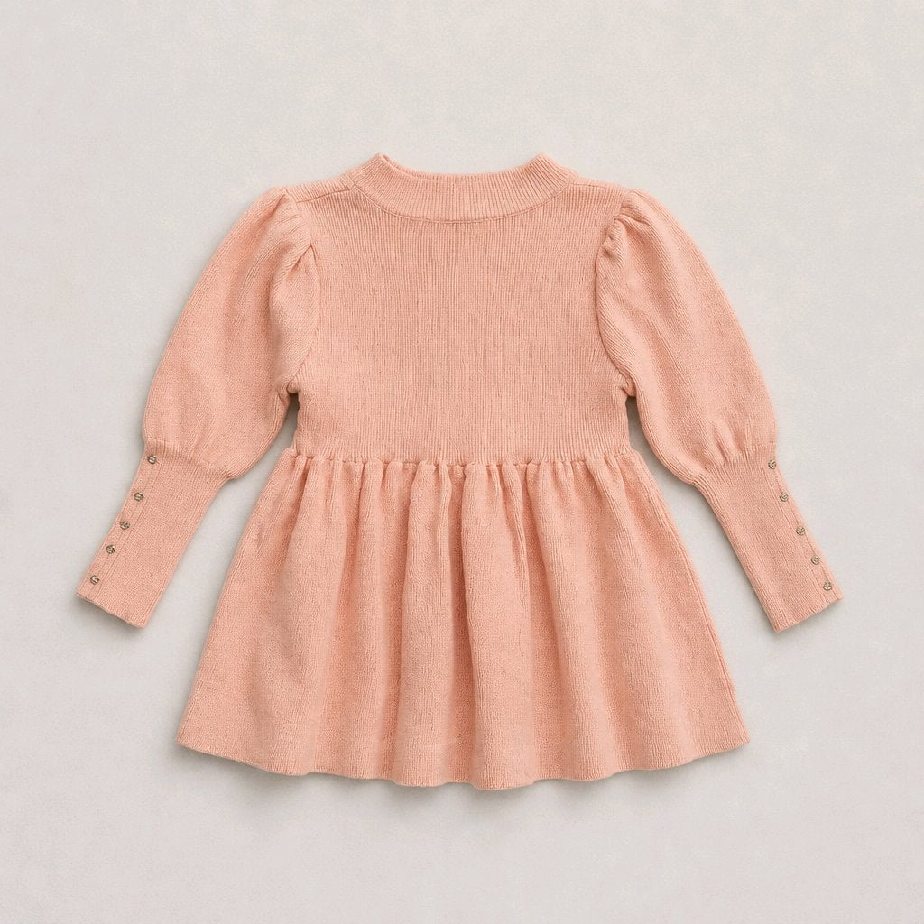 Pretty in pink rose rhinestone cotton knit dress