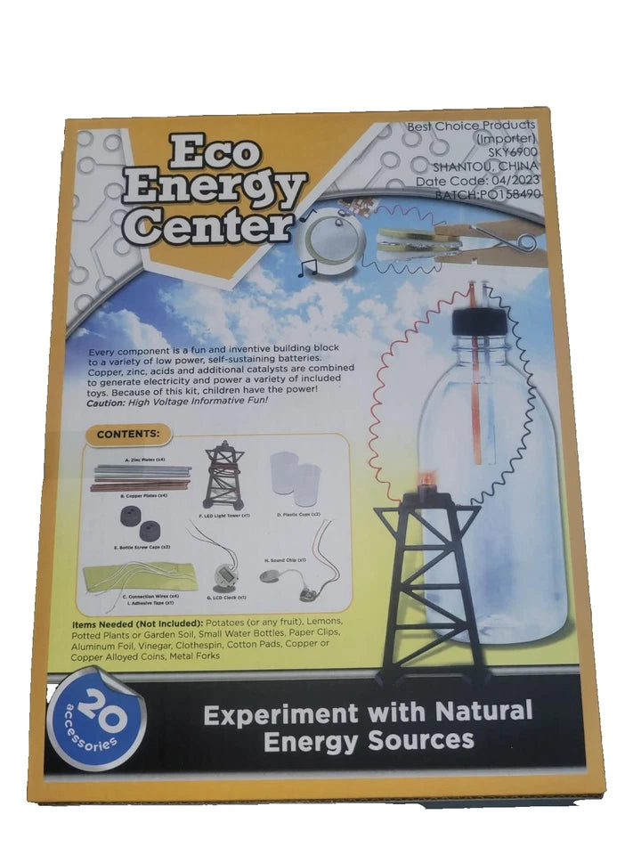 Eco Energy Center kit packaging with illustrations and text on a white background