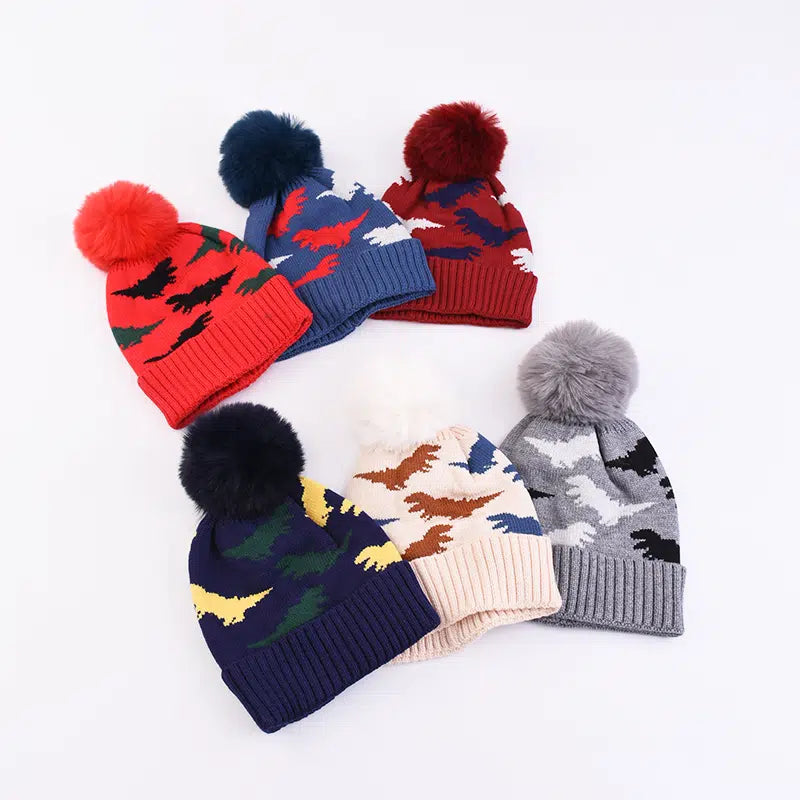 Dinosaur Children's Woolen Hat Outdoor Warm and Fun